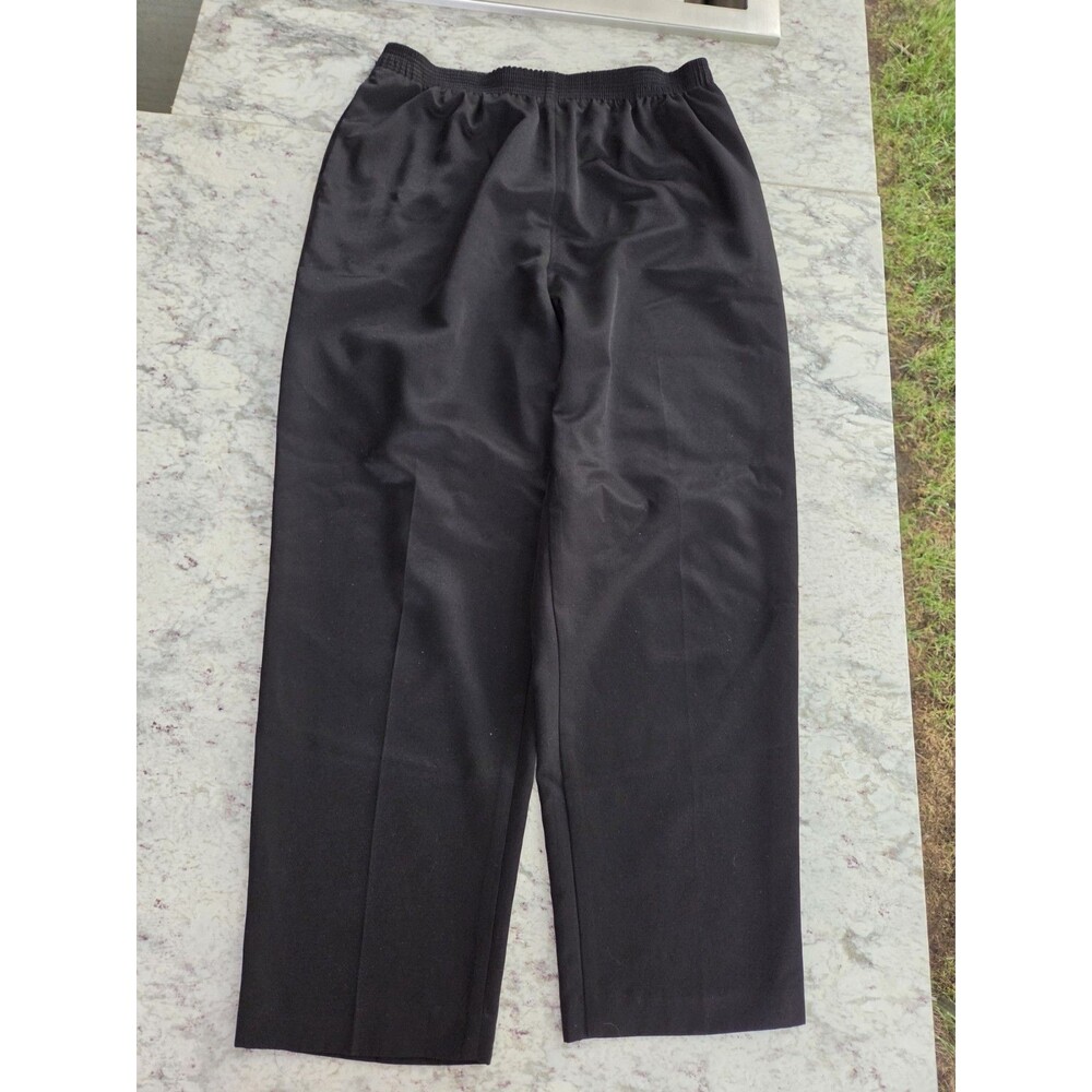 Kim Rogers P10 Women's Wide Leg Dress Pant Black Elastic Waist Pockets Office